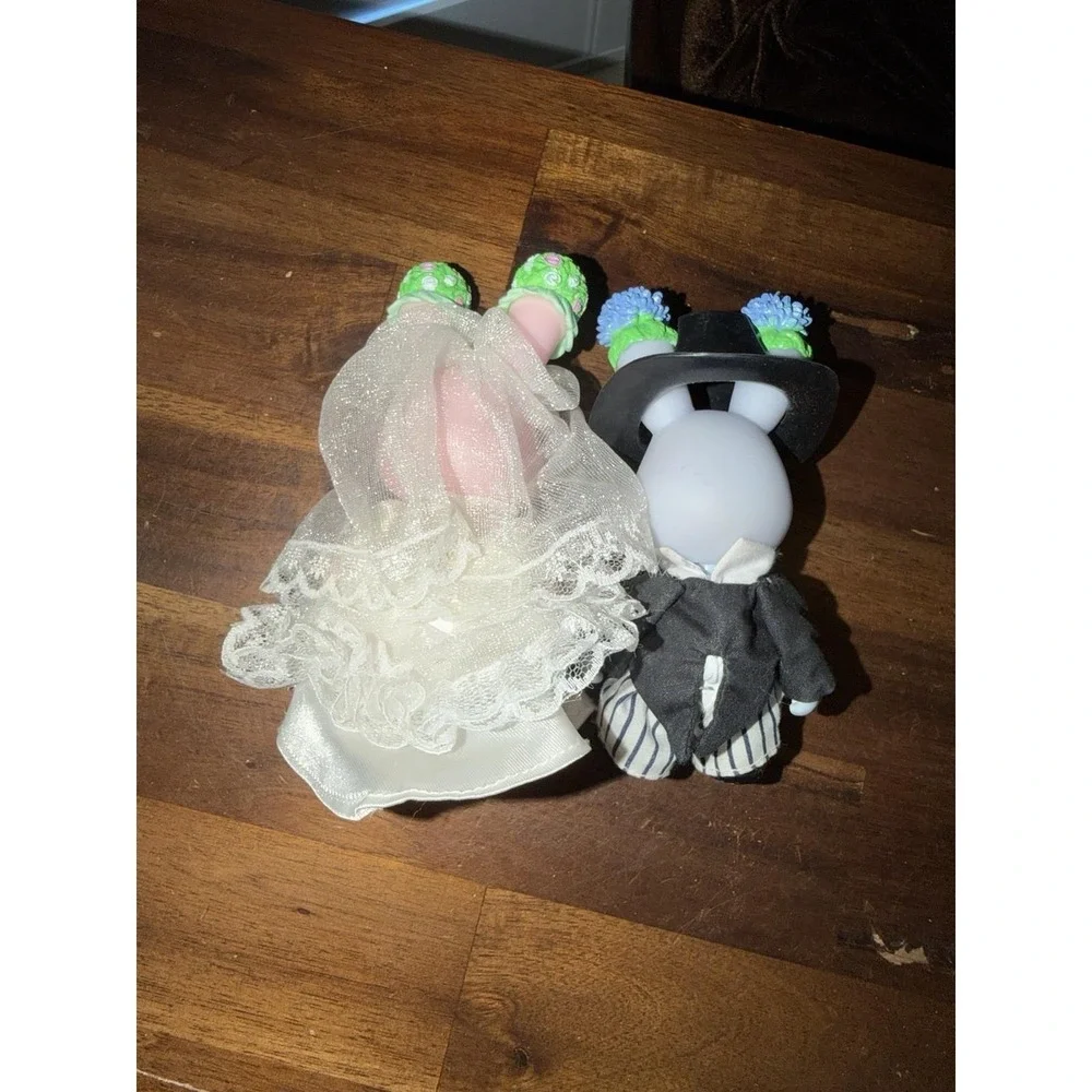 Vintage‎ TEA BUNNIES Bride & Groom Wedding Party Bunny Dolls Pair